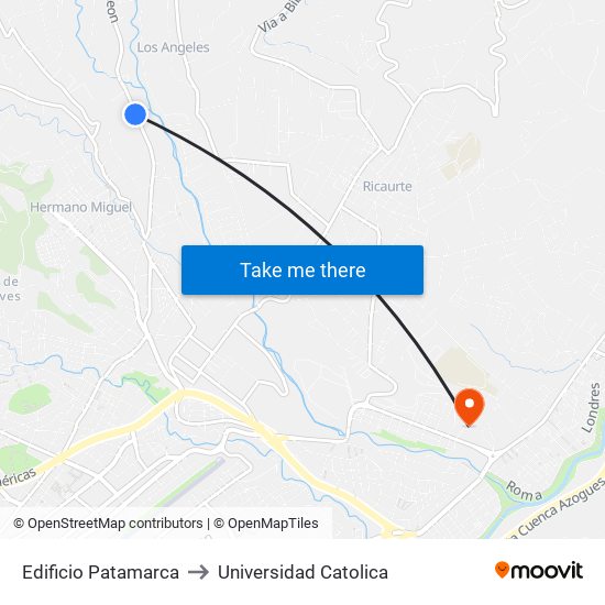 Edificio Patamarca to Universidad Catolica map