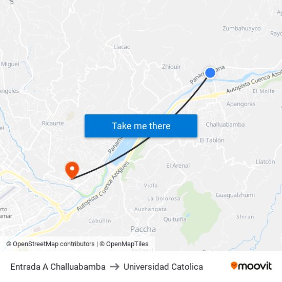 Entrada A Challuabamba to Universidad Catolica map