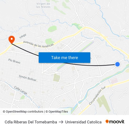 Cdla Riberas Del Tomebamba to Universidad Catolica map