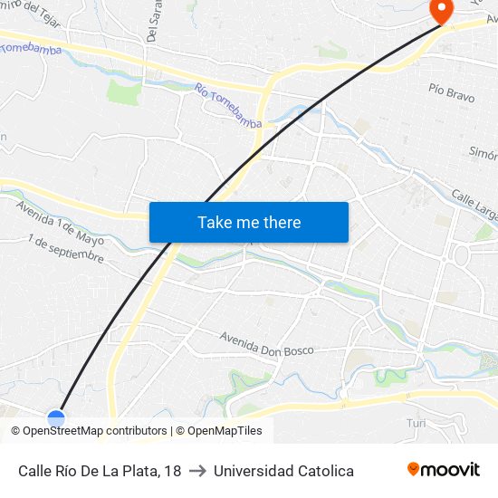 Calle Río De La Plata, 18 to Universidad Catolica map