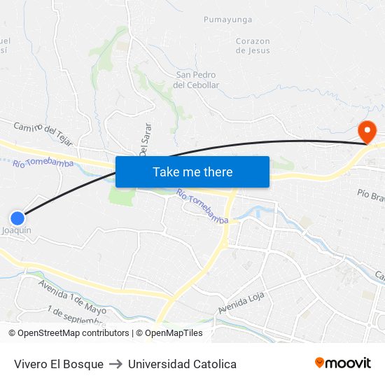 Vivero El Bosque to Universidad Catolica map