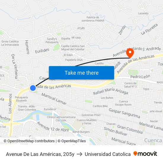 Avenue De Las Américas, 205y to Universidad Catolica map