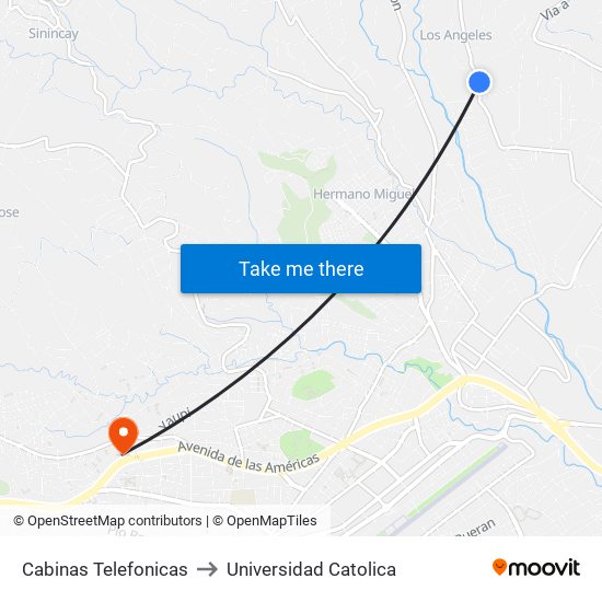 Cabinas Telefonicas to Universidad Catolica map