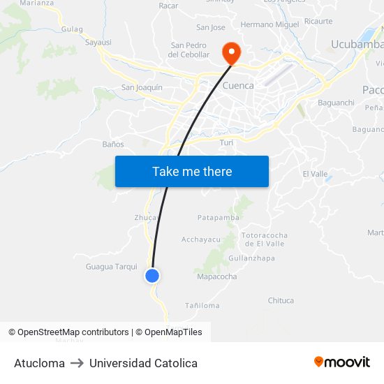 Atucloma to Universidad Catolica map