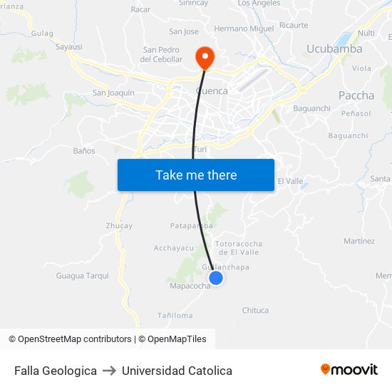 Falla Geologica to Universidad Catolica map