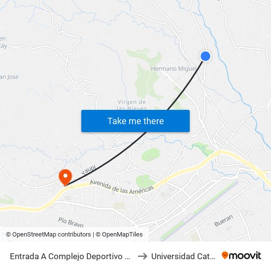 Entrada A Complejo Deportivo Cuenca to Universidad Catolica map