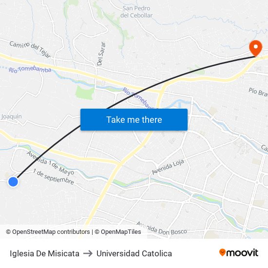 Iglesia De Misicata to Universidad Catolica map