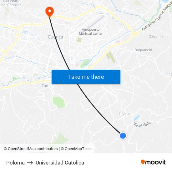 Poloma to Universidad Catolica map