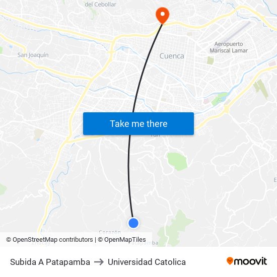 Subida A Patapamba to Universidad Catolica map