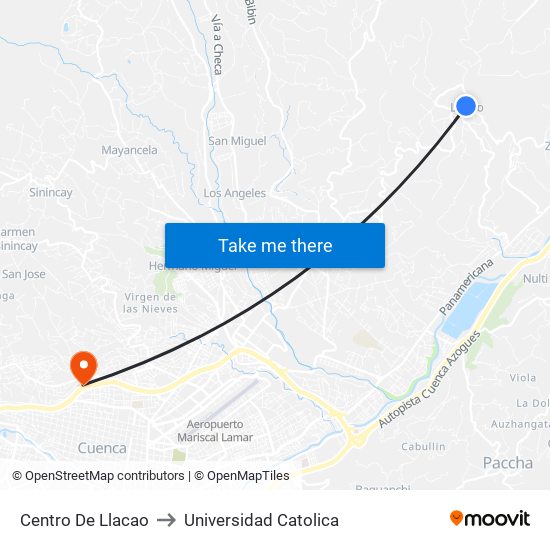 Centro De Llacao to Universidad Catolica map