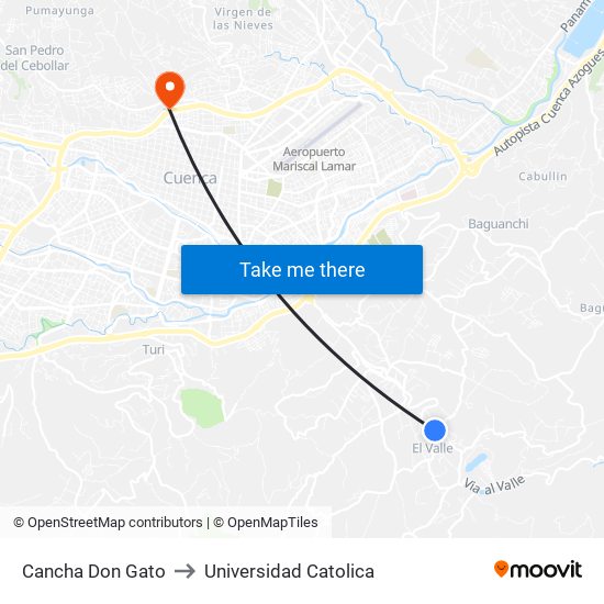 Cancha Don Gato to Universidad Catolica map