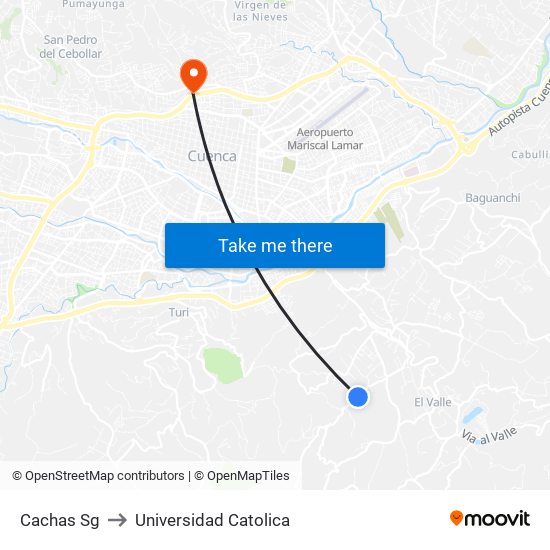 Cachas Sg to Universidad Catolica map