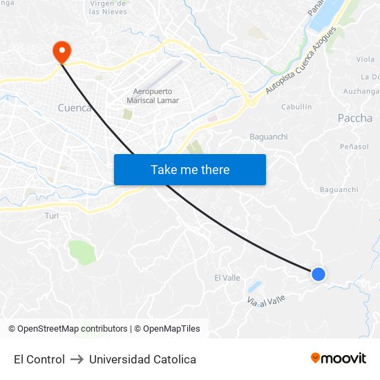 El Control to Universidad Catolica map