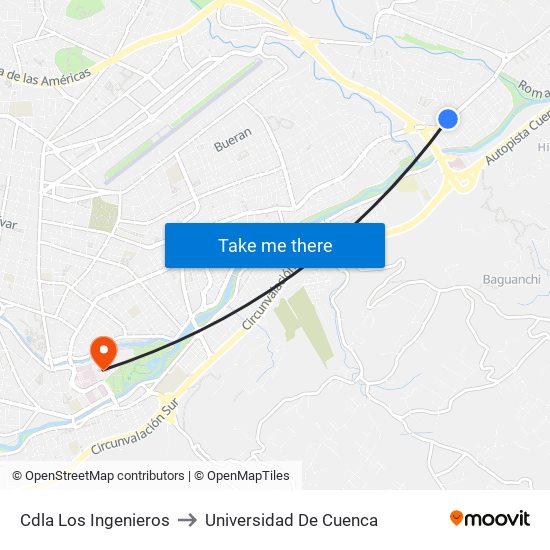 Cdla Los Ingenieros to Universidad De Cuenca map