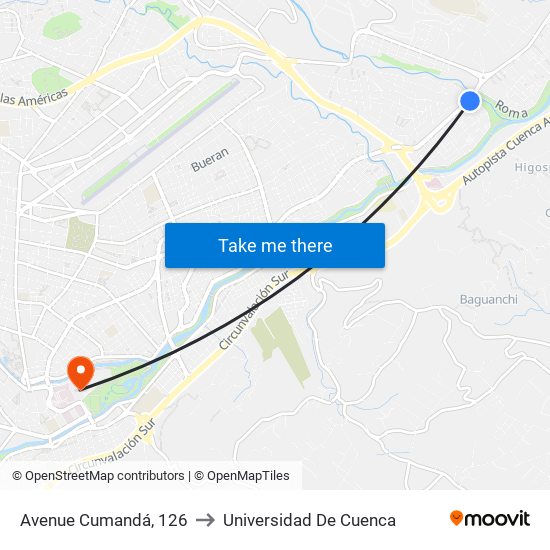 Avenue Cumandá, 126 to Universidad De Cuenca map