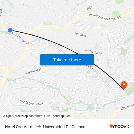 Hotel Oro Verde to Universidad De Cuenca map
