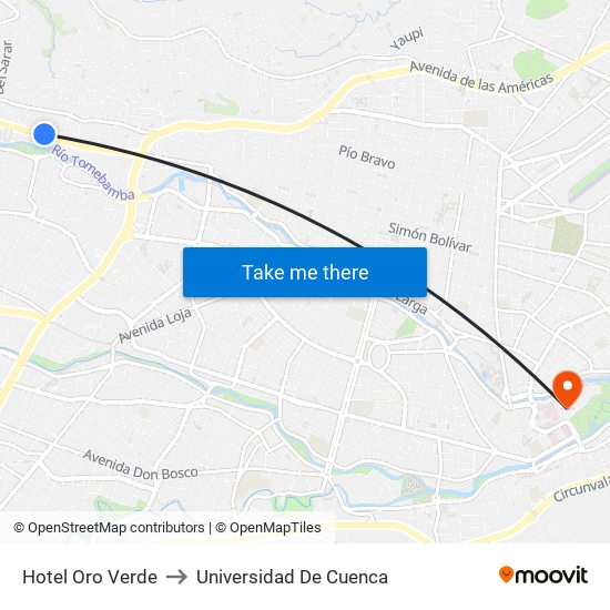 Hotel Oro Verde to Universidad De Cuenca map