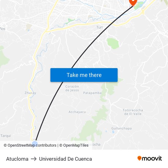 Atucloma to Universidad De Cuenca map