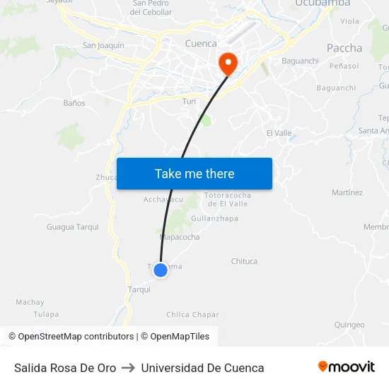 Salida Rosa De Oro to Universidad De Cuenca map