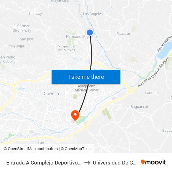 Entrada A Complejo Deportivo Cuenca to Universidad De Cuenca map
