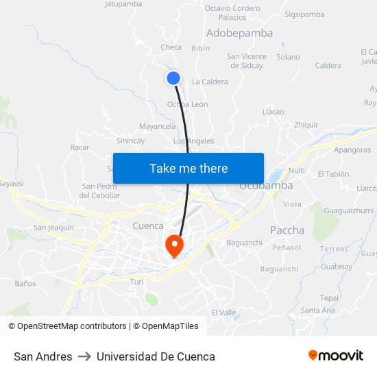 San Andres to Universidad De Cuenca map