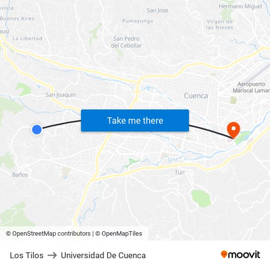 Los Tilos to Universidad De Cuenca map