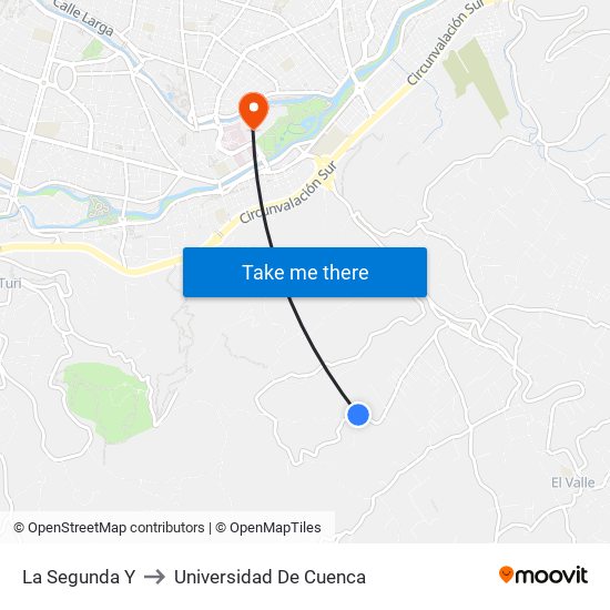 La Segunda Y to Universidad De Cuenca map