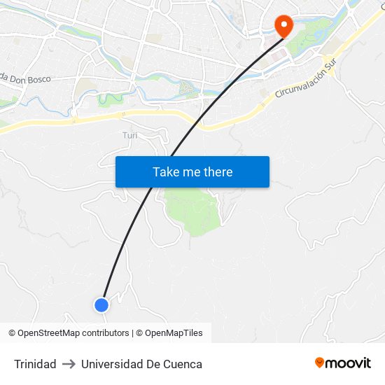 Trinidad to Universidad De Cuenca map