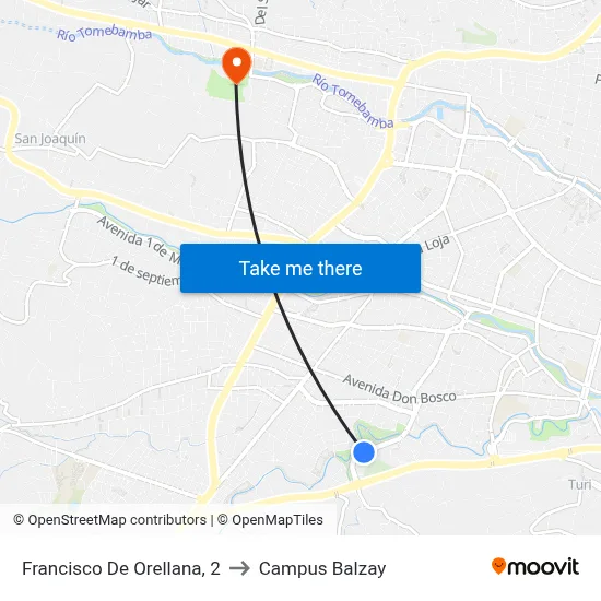 Francisco De Orellana, 2 to Campus Balzay map