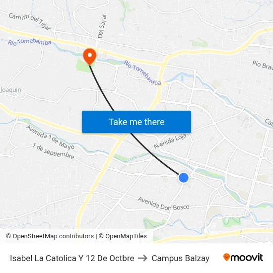 Isabel La Catolica Y 12 De Octbre to Campus Balzay map
