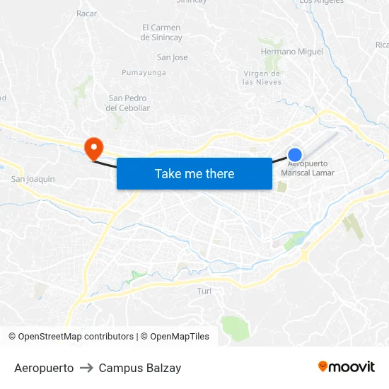 Aeropuerto to Campus Balzay map