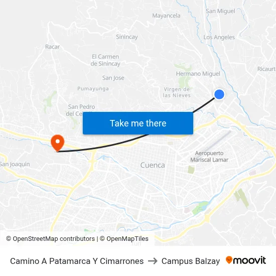 Camino A Patamarca Y Cimarrones to Campus Balzay map