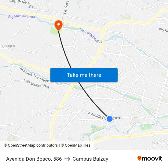 Avenida Don Bosco, 586 to Campus Balzay map