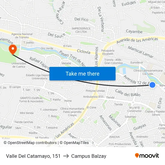 Valle Del Catamayo, 151 to Campus Balzay map