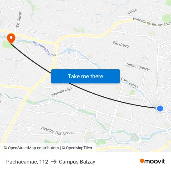 Pachacamac, 112 to Campus Balzay map