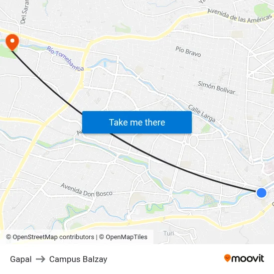 Gapal to Campus Balzay map