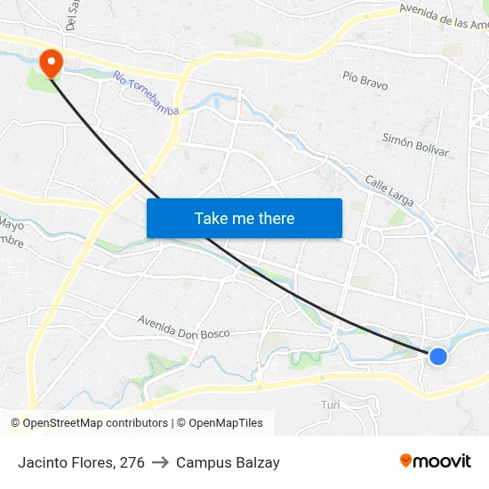 Jacinto Flores, 276 to Campus Balzay map