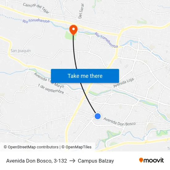 Avenida Don Bosco, 3-132 to Campus Balzay map