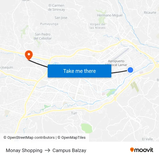 Monay Shopping to Campus Balzay map