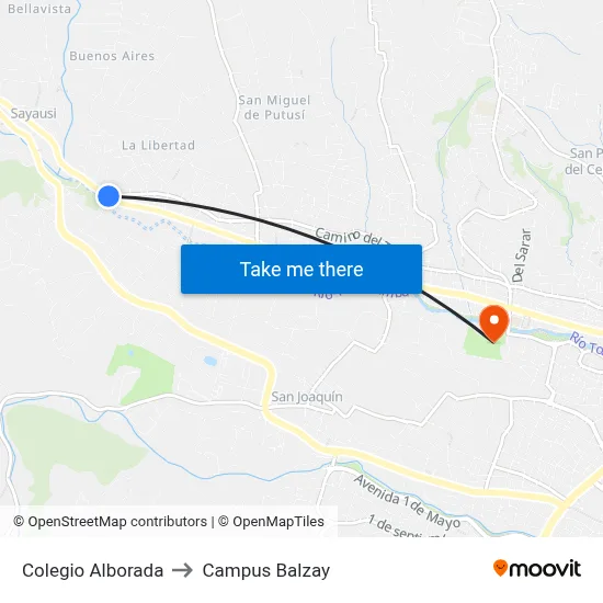 Colegio Alborada to Campus Balzay map