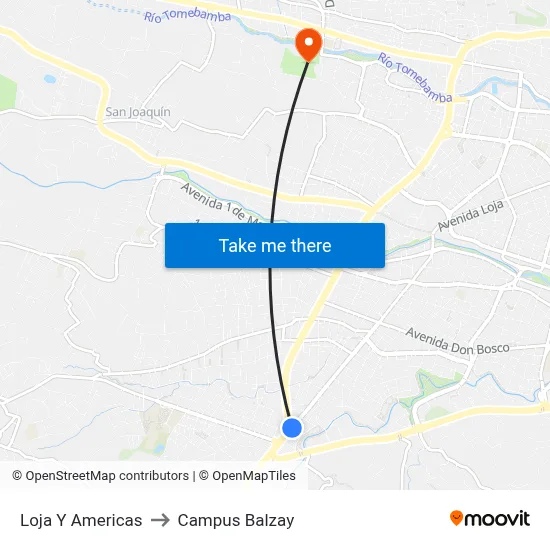 Loja Y Americas to Campus Balzay map