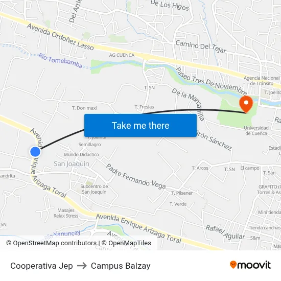 Cooperativa Jep to Campus Balzay map