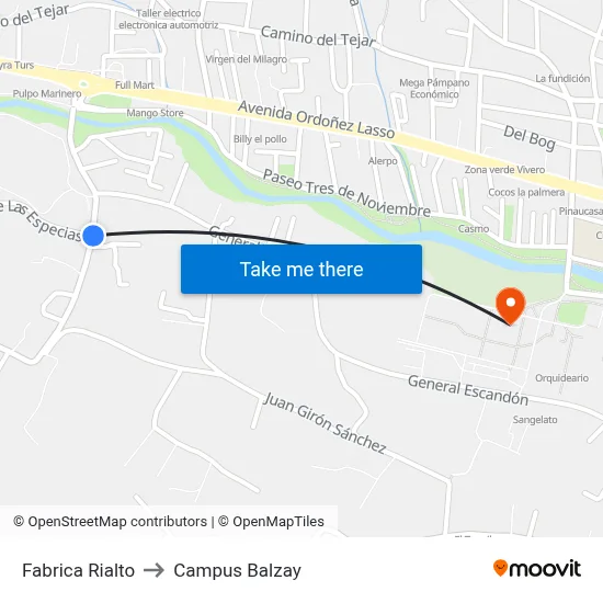 Fabrica Rialto to Campus Balzay map
