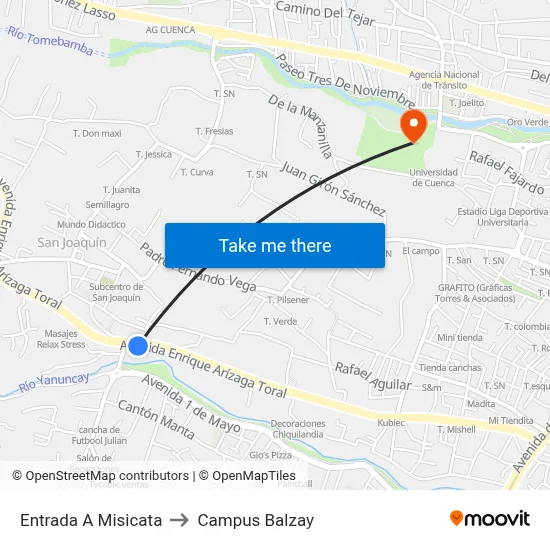 Entrada A Misicata to Campus Balzay map