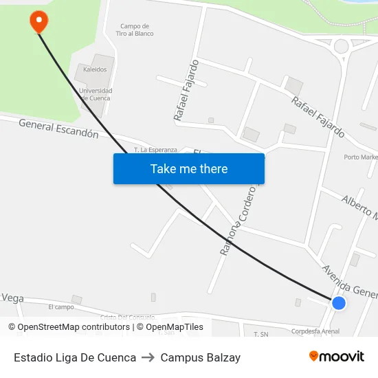 Estadio Liga De Cuenca to Campus Balzay map
