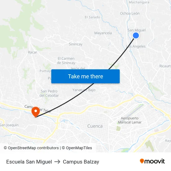 Escuela San Miguel to Campus Balzay map