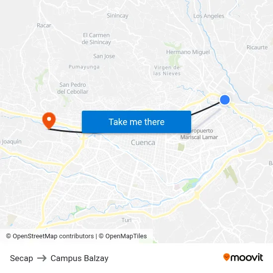Secap to Campus Balzay map