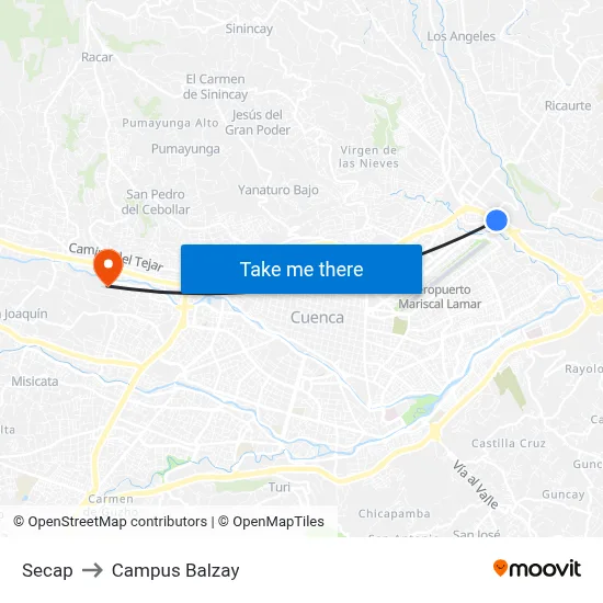 Secap to Campus Balzay map