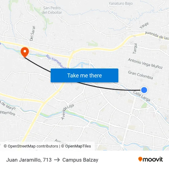 Juan Jaramillo, 713 to Campus Balzay map