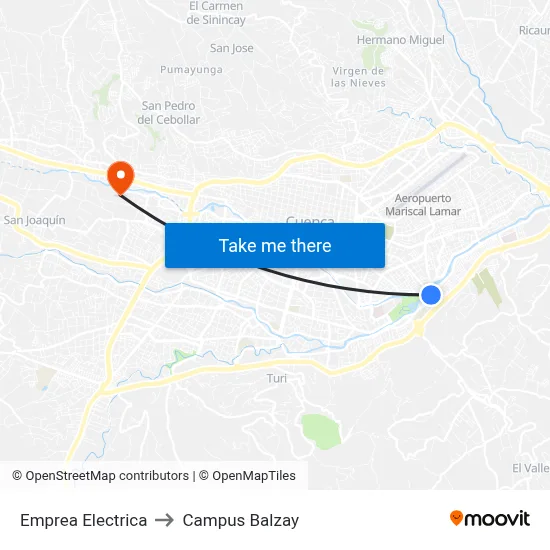 Emprea Electrica to Campus Balzay map